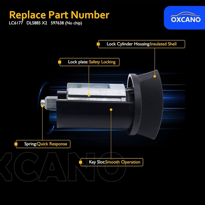 OXCANO Door Lock Cylinders & Ignition Switch Compatible with Ford F250/350 1997-2007, Excursion, Expedition, Explorer & More, Lincoln Blackwood, Navigator Replace# LC6177 + DL5885 X2 + 597638 (No chip) - Image 2